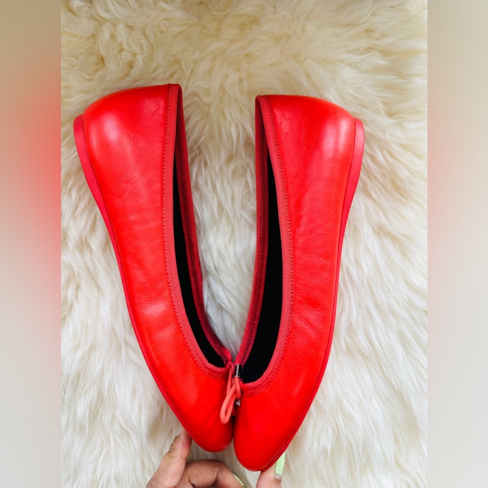 Authentic Coach Orange Genuine Leather Ballerina Shoes Size 8.5 - Picture 6 of 11